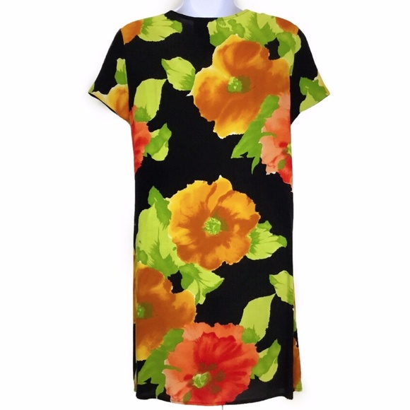Floral Poppy Print Shift Dress SZ 6P Carole Little - Picture 4 of 8